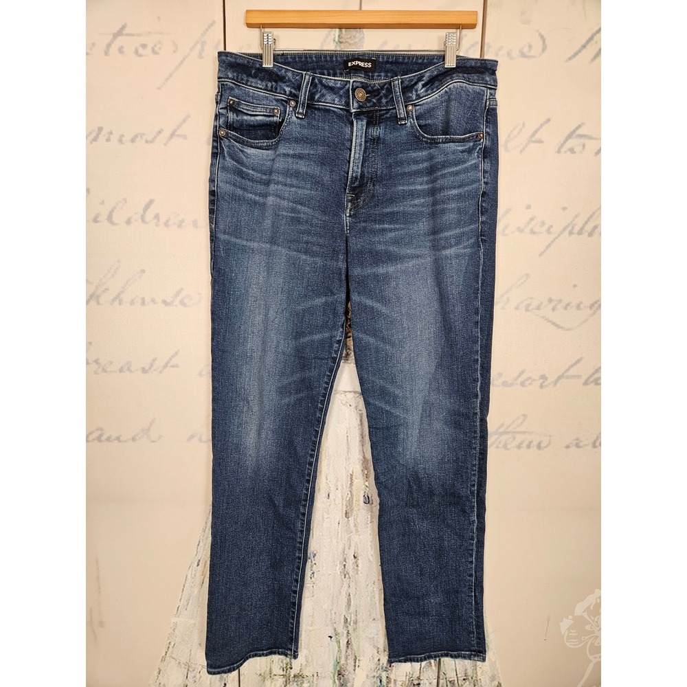 Express Mens Straight Leg Jeans Medium Wash Blue 32x34 Stretch Denim ID 5735